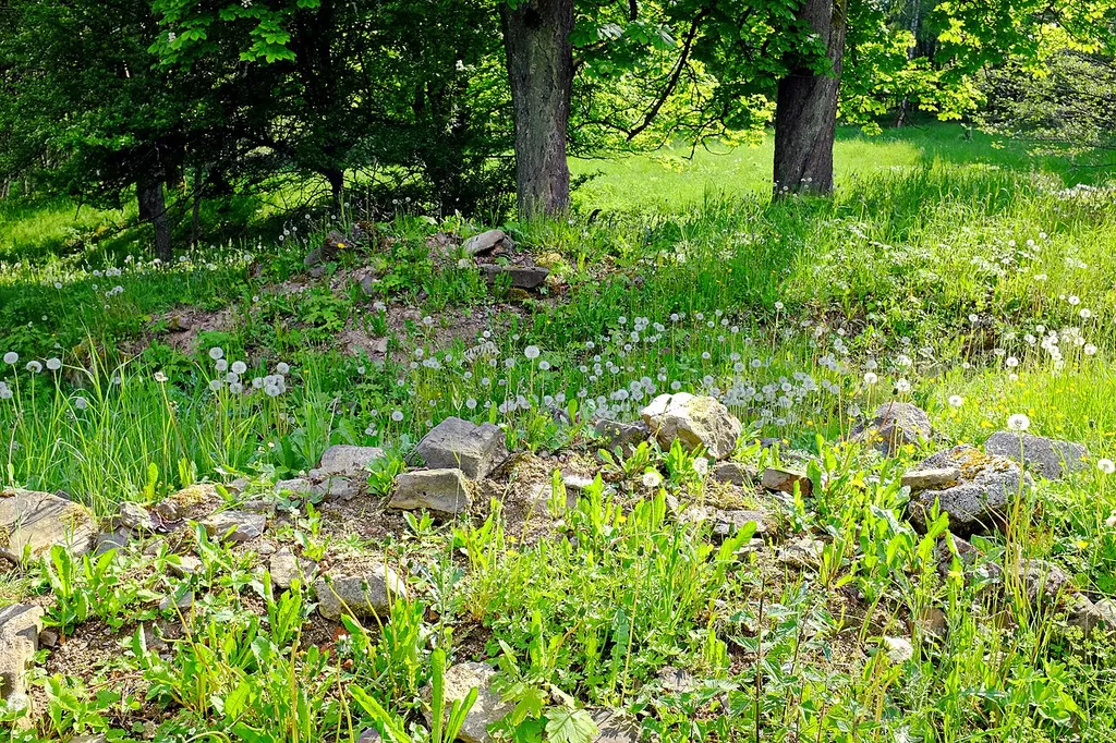 Smrkovec, zaniklá obec ve Slavkovském lese, pozůstatky kostela svatého Václava, okres Sokolov