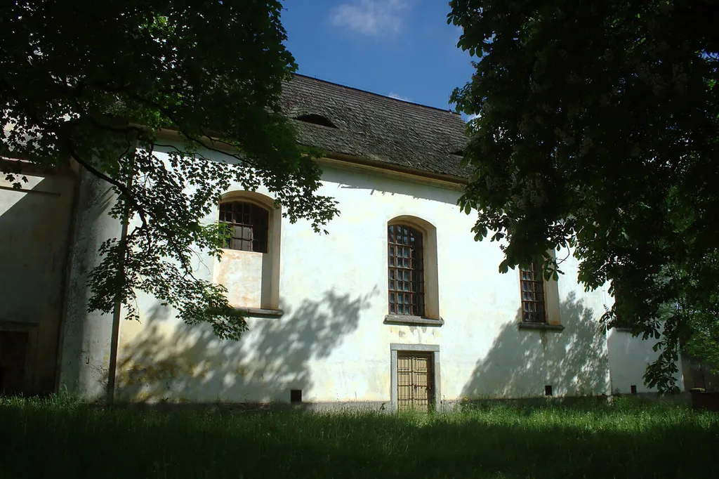 View of a nave of the church in the village of Rájov, Karlovy Vary Region, CZ