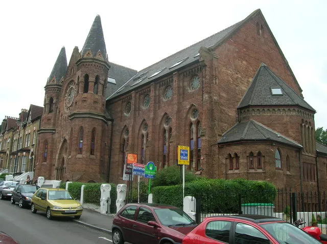 New Church Court, Waldegrave Road, Anerley, London SE19, seen from the east. Built in 1883 as a Swedenborgian "New Church". Now converted into an apartment building.