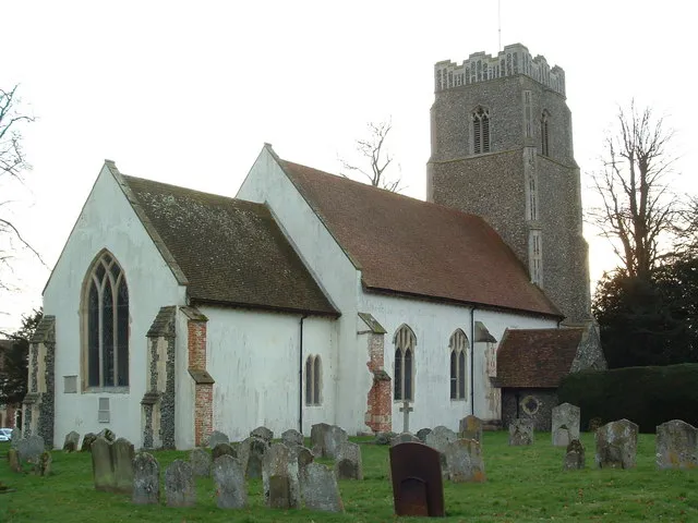 The Church of All Saints in Brandeston, Suffolk, England. The medieval church is a Grade I listed building.