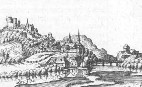 This is a scan of the historical document: Title: Staufenberg - Topographia Hassiae language: german