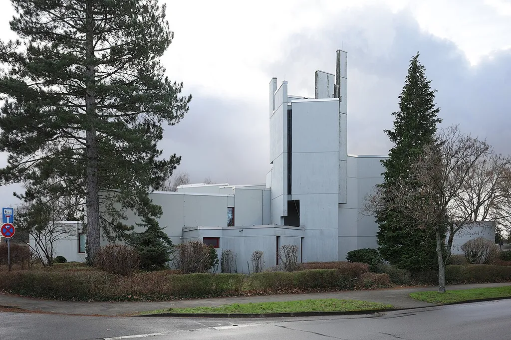 Brunswick, Germany: the Protestant Christ Church. It was built in 1969 to the plans of the 1933 born architect Dirk-Erich Kreuter. The architect calls this church his most important building.