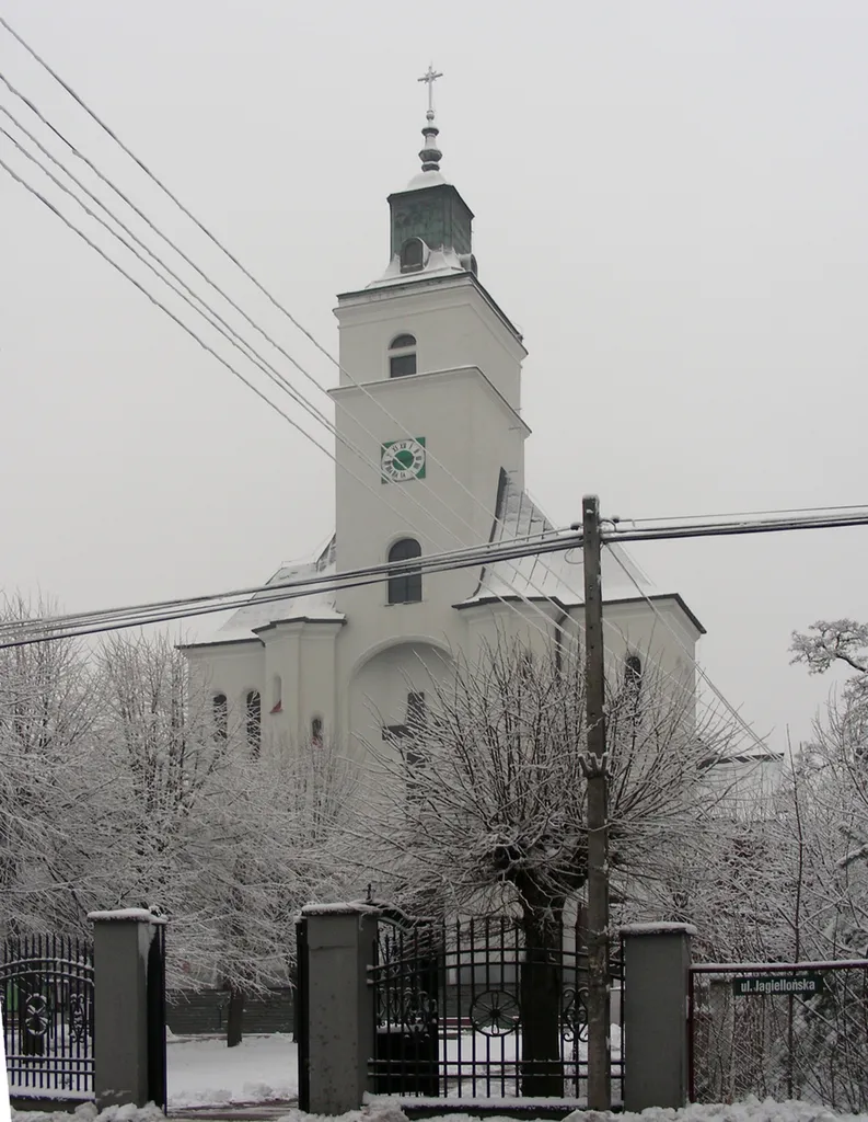 Our Lady of Częstochowa church in Zielonka in winter.