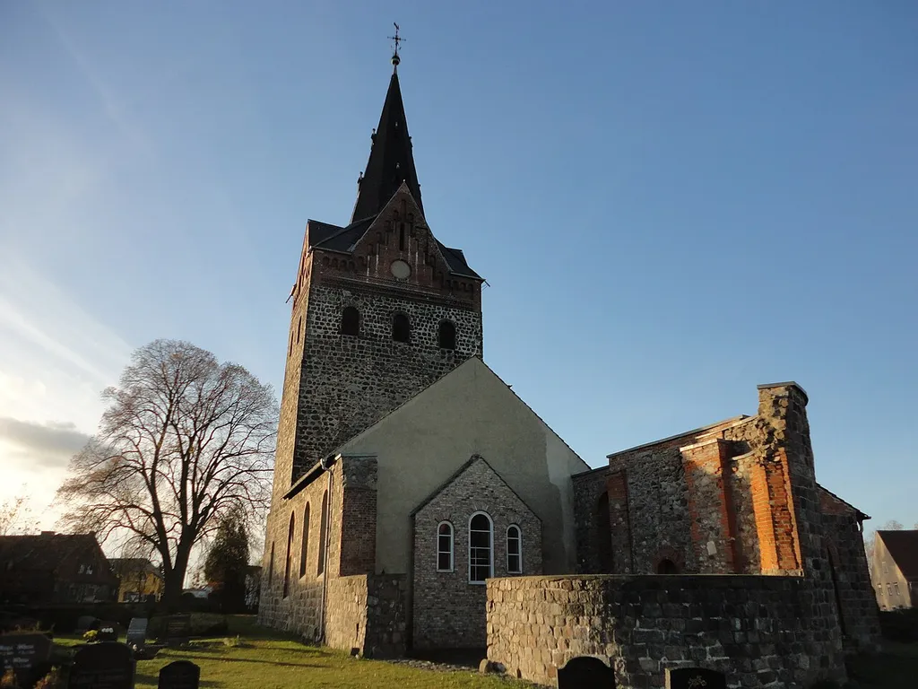 East-south-eastern view of Schönfeld church, Werneuchen municipality, Barnim district, Brandenburg state, Germany