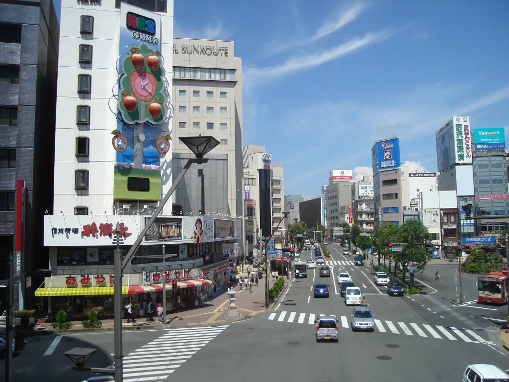 Picture of downtown Nagano, Japan next to Nagano Station