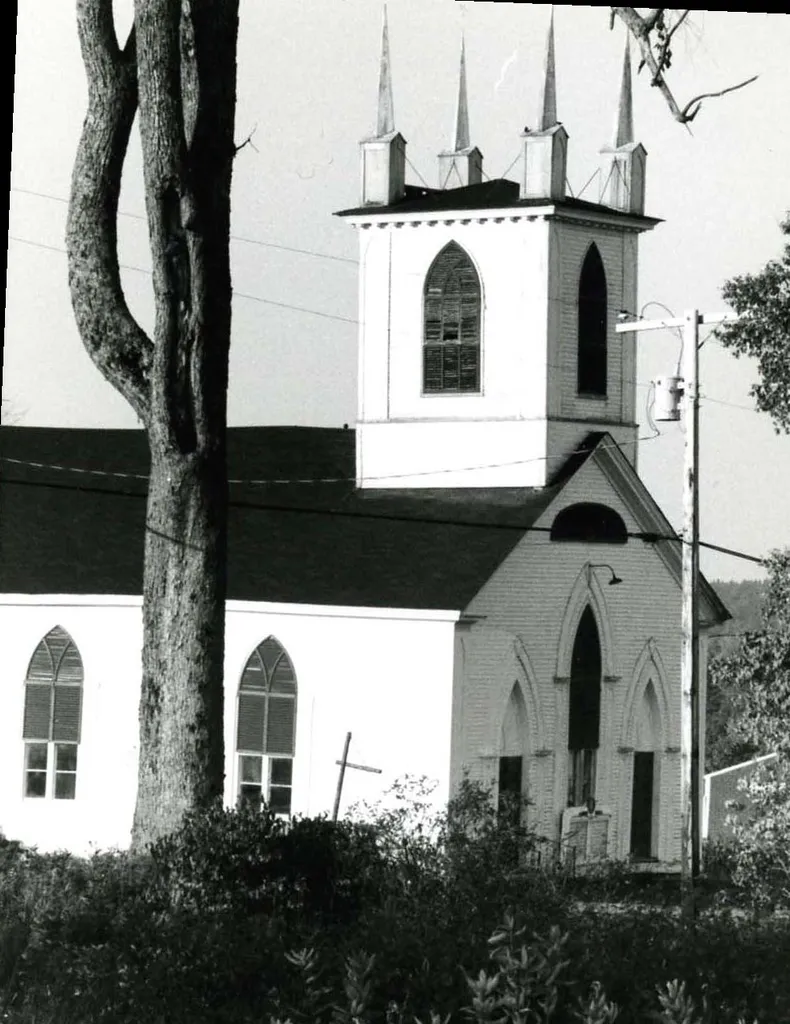 Dixmont Corner Church (aka Dixmont Methodist Church), Dixmont, Maine, U.S.A.; Designed and built by Rowland Tyler, 1835; Listed on National Register of Historic Places, 1983