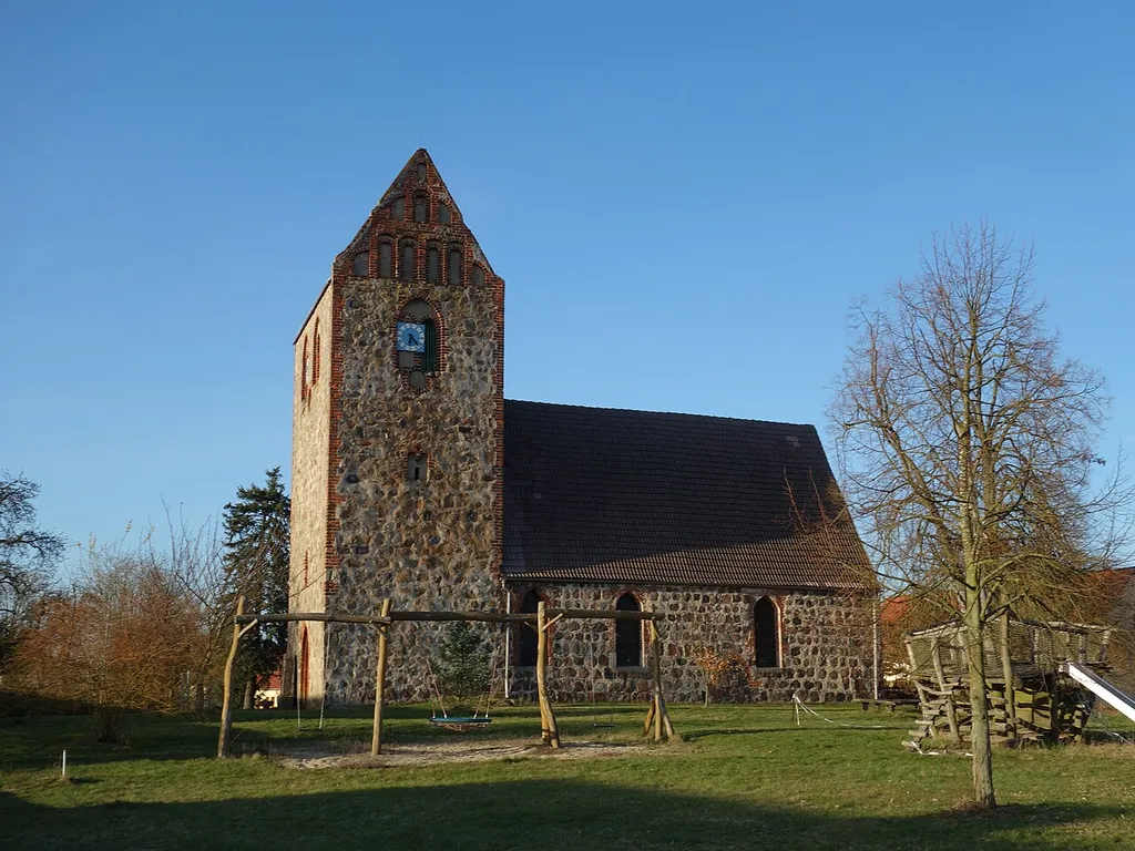 Southern view of church in Schrepkow, Gumtow municipality, Prignitz district, Brandenburg state, Germany