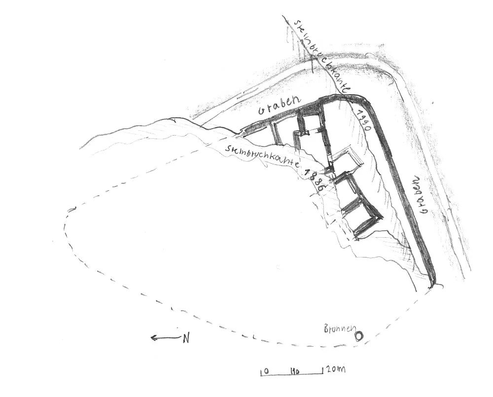 Heidenburg bei Oberstaufenbach, Grundriss-Skizze (selbst gezeichnet)