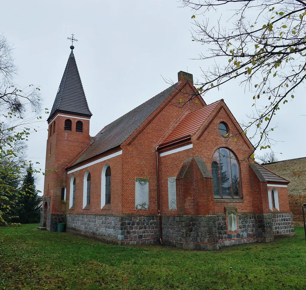South-eastern view of the church in Liebenthal , Liebenwalde municipality , Oberhavel district, Brandenburg state, Germany