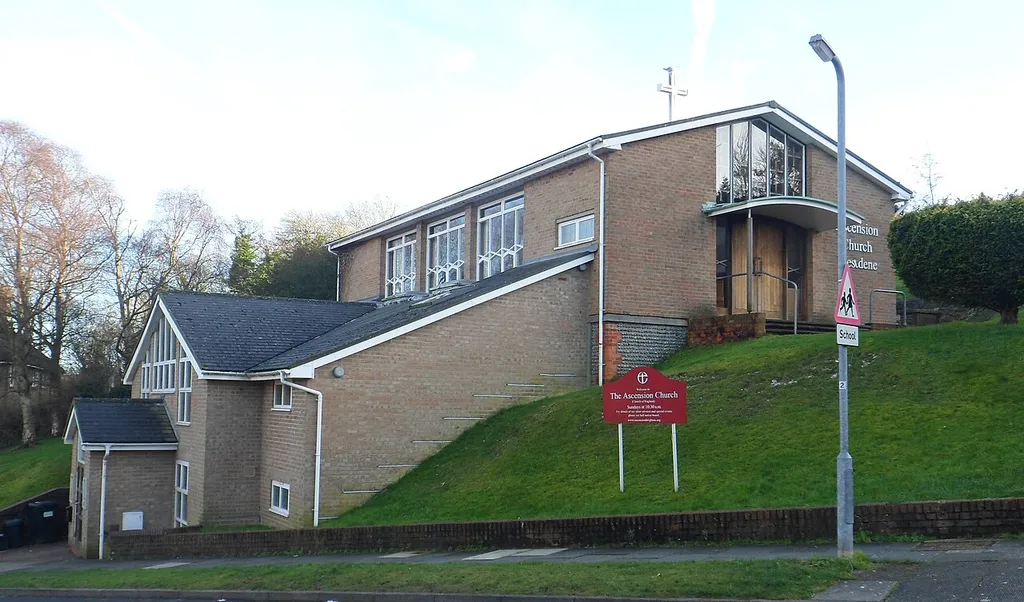Church of the Ascension, Fairview Rise, Westdene, City of Brighton and Hove, England. The Anglican church serving the Westdene estate, built in 1958 to the design of John Wells-Thorpe.