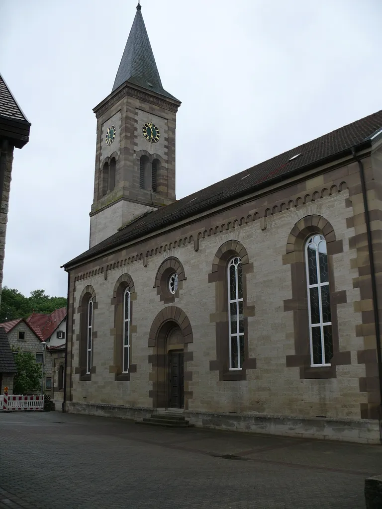 View of the protestant church in Reinsbronn (a district of Creglingen, Germany), seen from southeast.