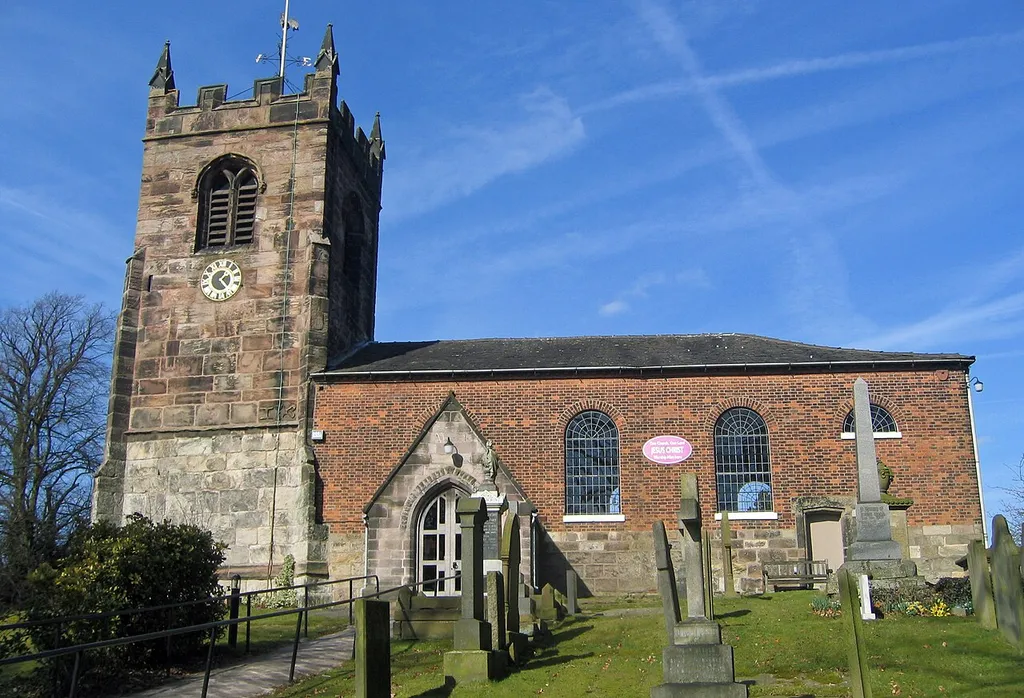 Photograph of All Saints Church, Church Lawton, Cheshire, England, from the south