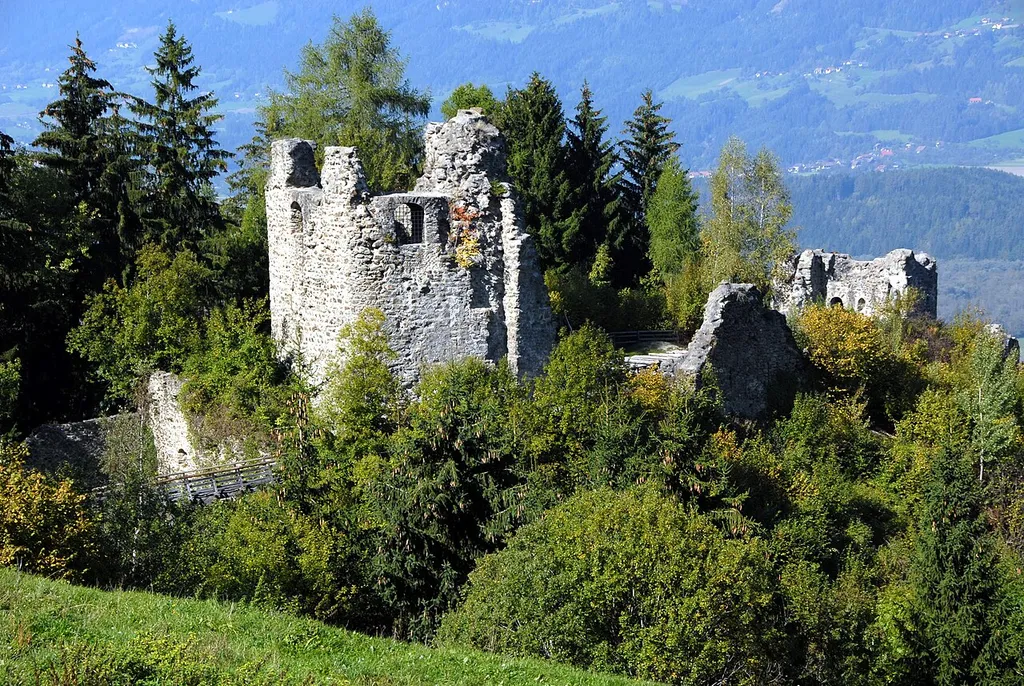 Ruin of castle Ortenburg in the community of Baldramsdorf, Carinthia, Austria, EU.