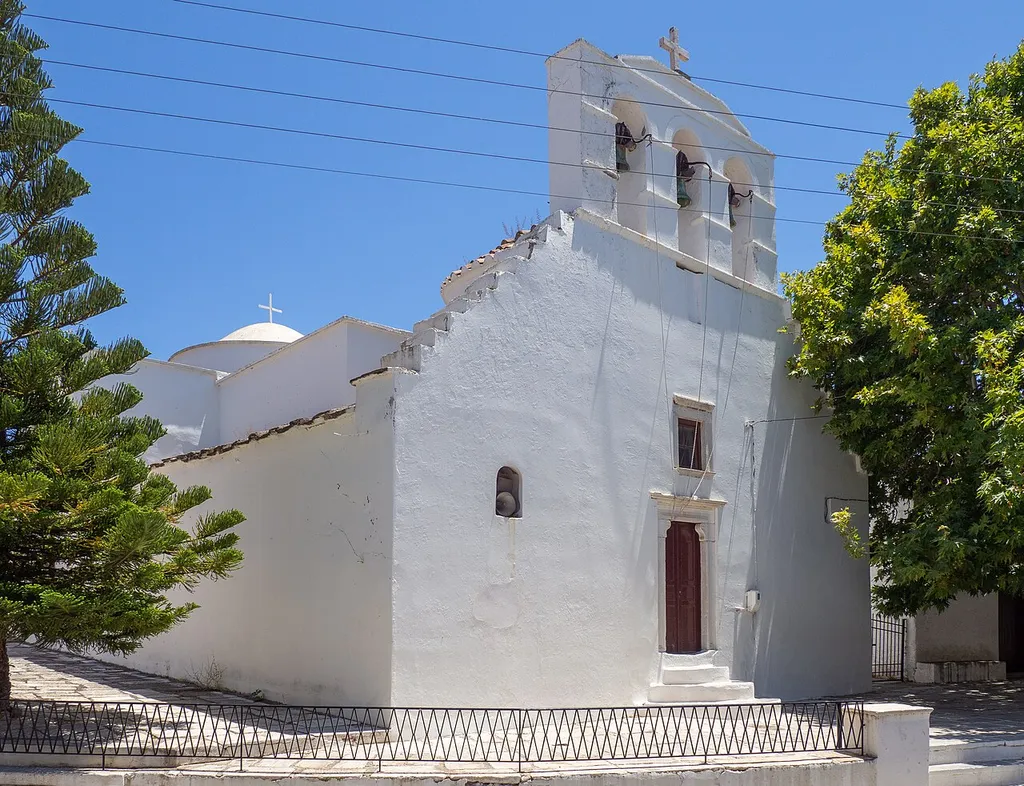 The facade of Panagia Protothronos, Chalki, Naxos.