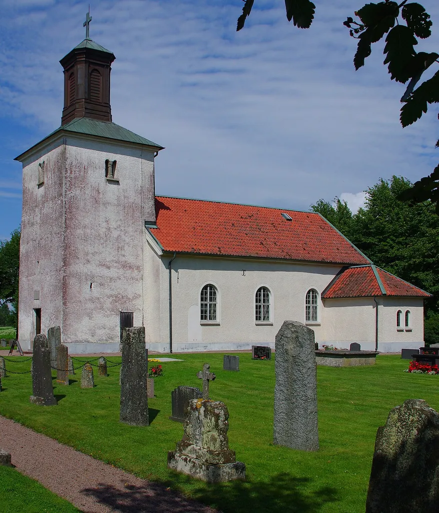 Händene kyrka (swedish:Händene church) in Händene parish, Skåning hundred, Västergötland and Skara municipality, Västragötaland county, Sweden.