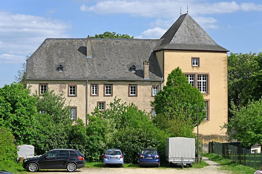 Burg Dudeldorf, Herrenhaus und spätmittelalterlicher Wohnturm, Westseite