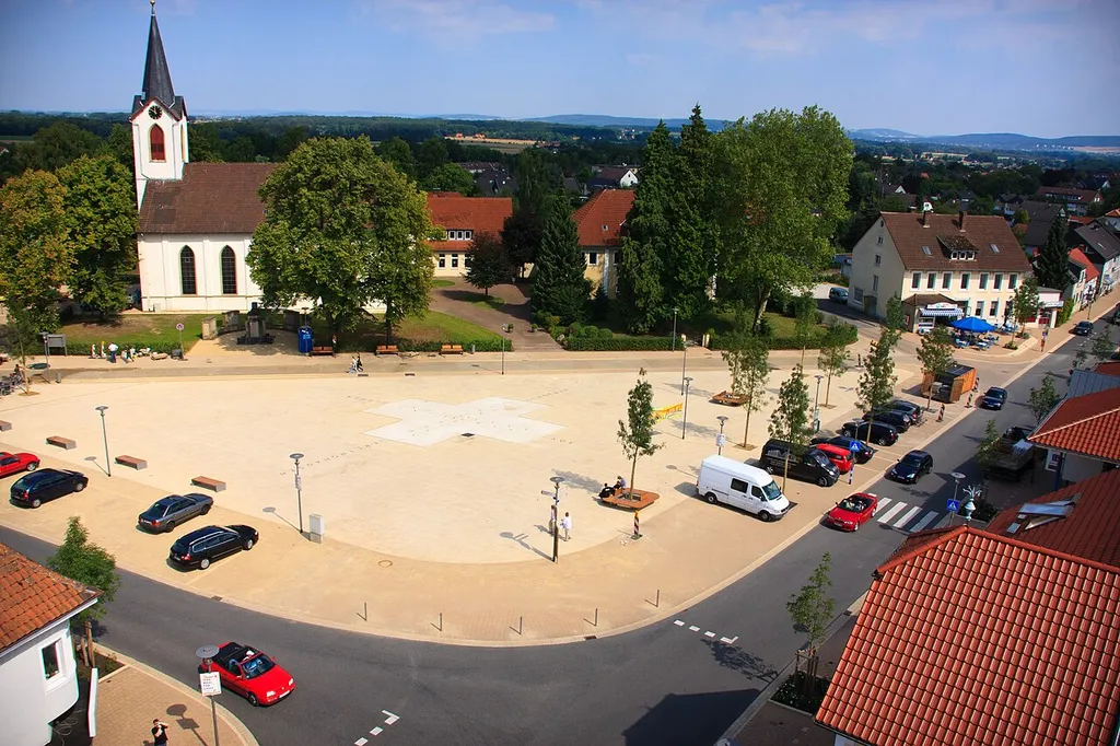 Luftbild vom Marktplatz Leopoldshöhe
