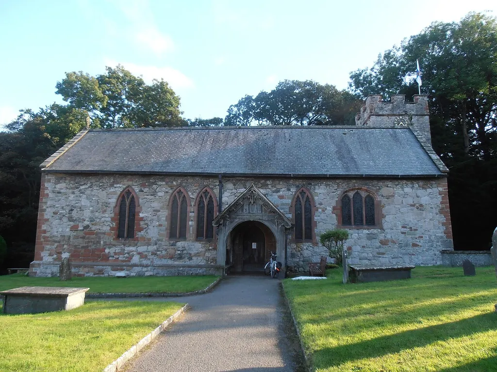 St Dyfnog Church, Llanrhaeadr-yng-Nghinmeirch near Rhuthun (Ruthin), Denbighshire, north Wales. Home of the Jessey stained glass window: "the finest in Wales".