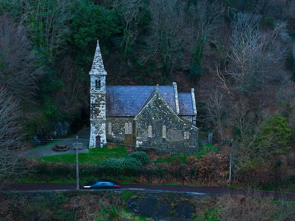 Aerial south-east view of Christ Church, Glandore.