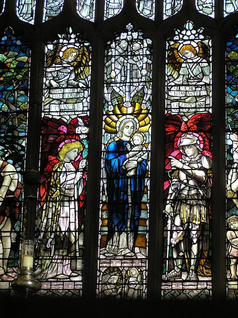 Christopher Whall Stained Glass window in St Mary's Church Stamford