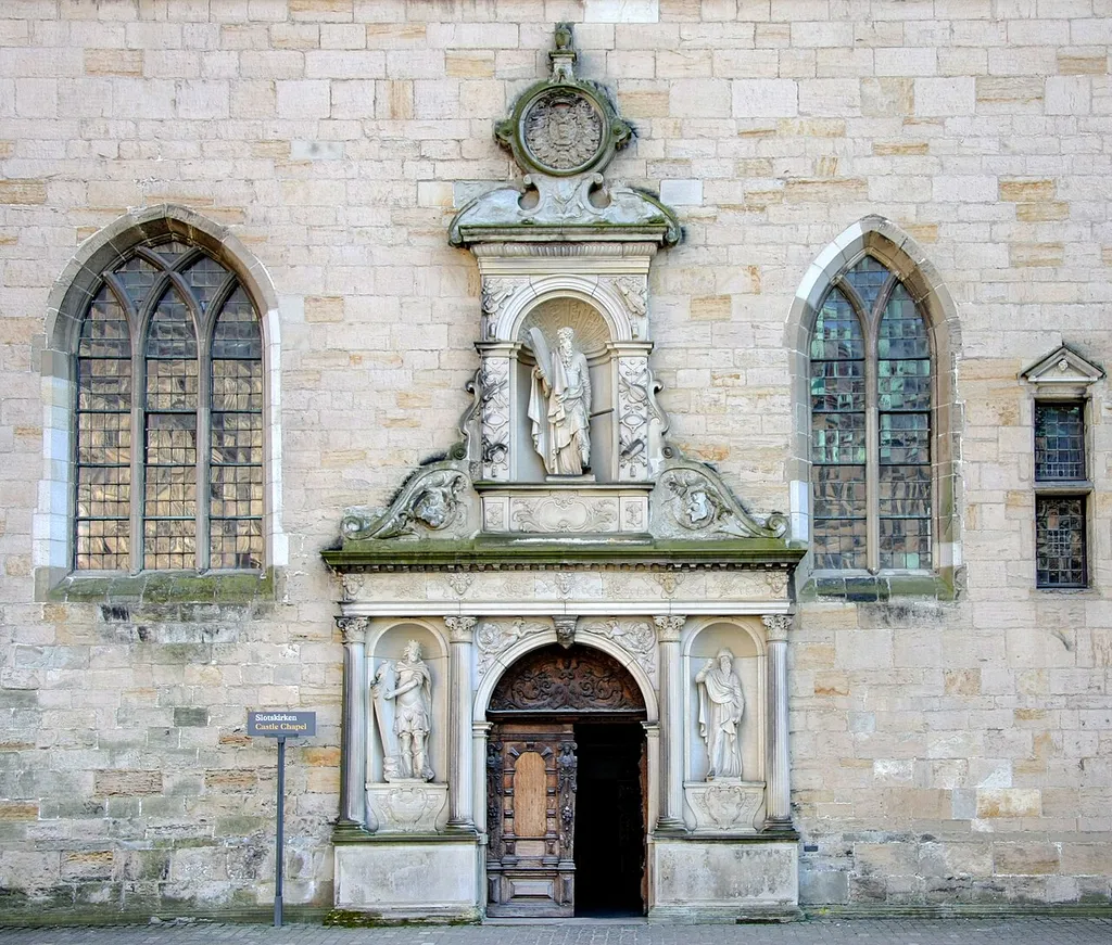 Entrance to the castle church at Kronborg Castle in Helsingør, Denmark