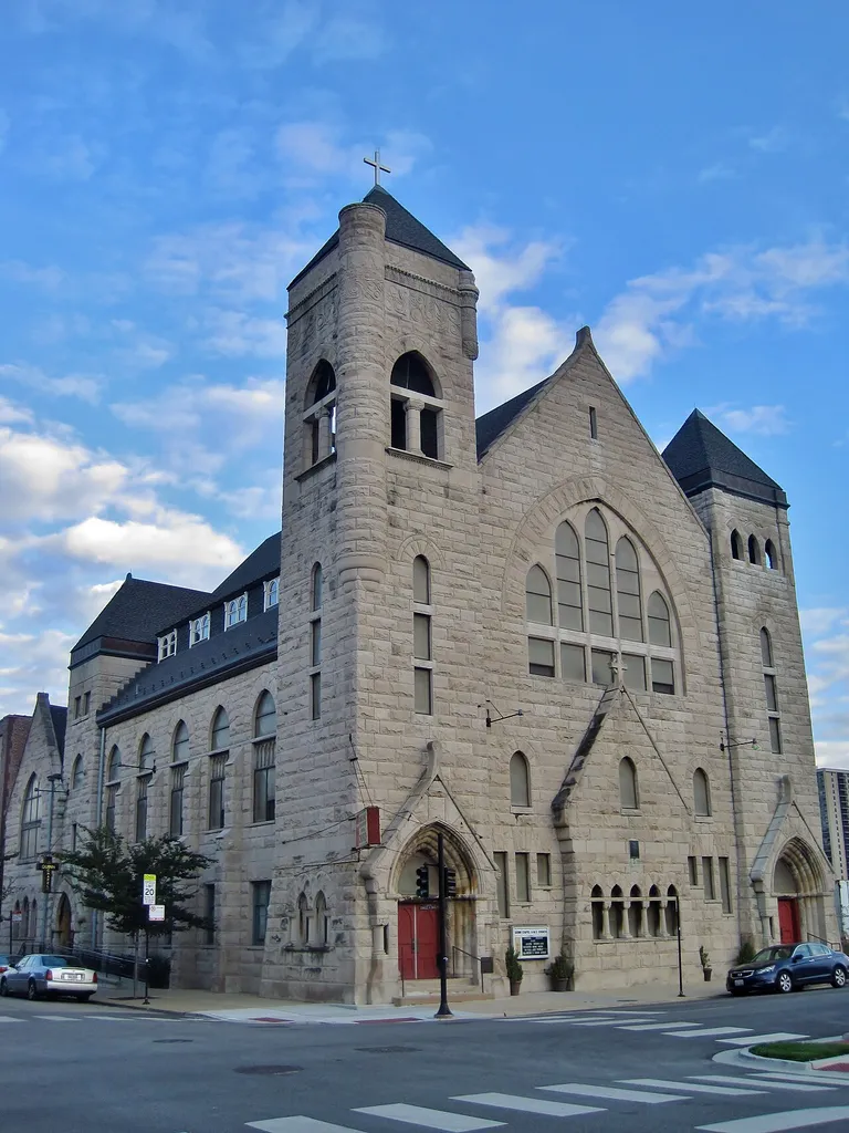 Quinn Chapel of the A.M.E. Church in Chicago (1892). It represents the oldest African-American congregation in Chicago, which was formed in 1844. They officially joined the AME in 1847 and named their first church after Bishop William Paul Quinn. The original church was destroyed in the Chicago Fire. The congregation met in temporary locations in the years following the fire until purchasing a new site in 1890.