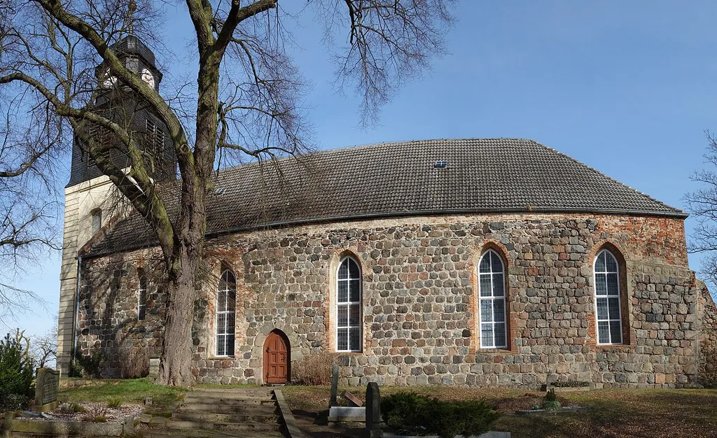 Southern view of the church in Blankenburg , Oberuckersee municipality , Uckermark district, Brandenburg state, Germany