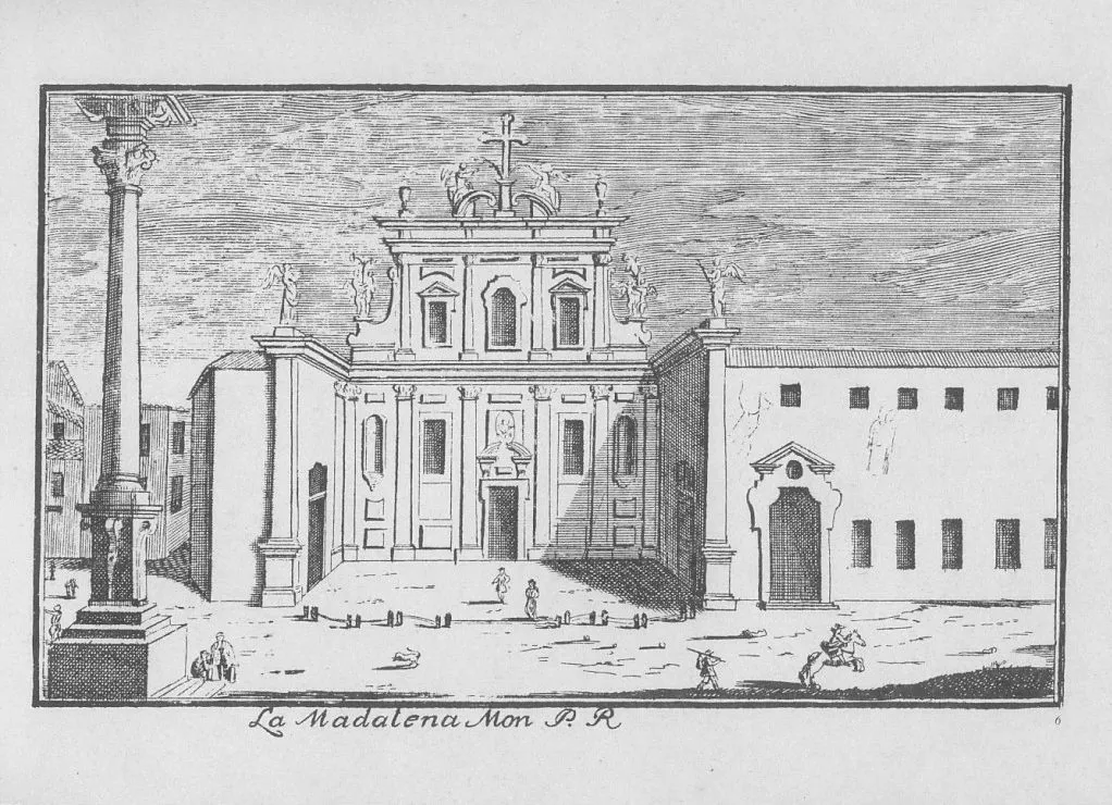 Marc'Antonio Dal Re (1697-1766), Monastero della Maddalena a Milano. This engraving is part of a set of 88 Vedute di Milano ("Views of Milan") published by Del Re around 1745.