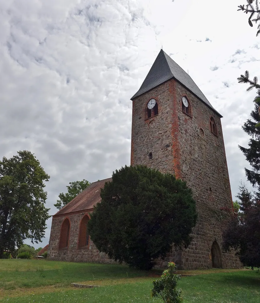 North-western view of the church in Preddöhl , Kümmernitztal municipality , Prignitz district, Brandenburg state, Germany.
