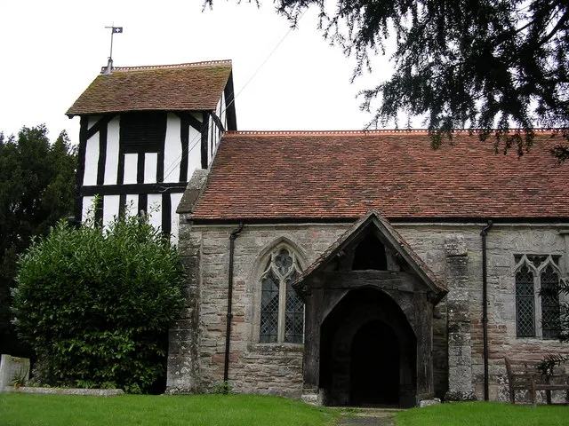 St Nicholas' parish church, Dormston, Worcestershire: west tower and west part of nave, seen from the south