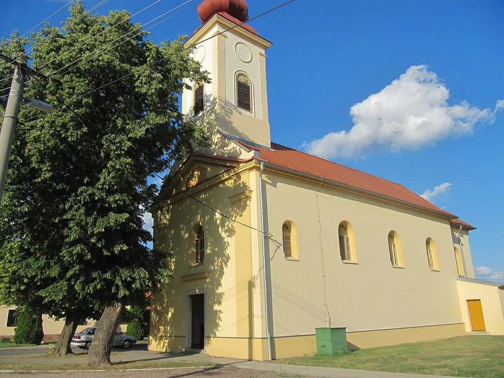 Krhovice in Znojmo District, Czech Republic. Church of St. Bartholomew.