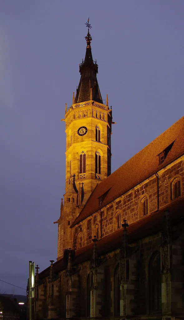 Bad Urach, St. Amandus collegiate church in the evening