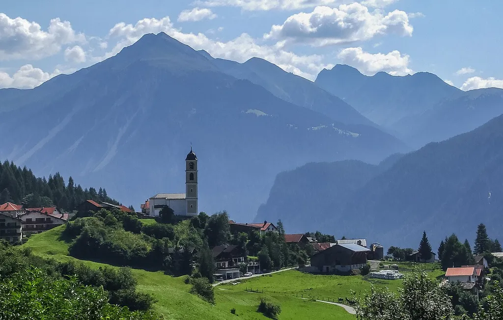 Baselgia catolic Son Calist Church St. Calixtus in the town of Brienz / Brinzauls in the canton of Graubünden, Switzerland