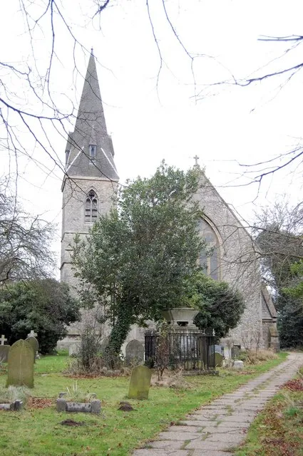 All Saints parish church, Cranham, East London (formerly Essex), seen from the west