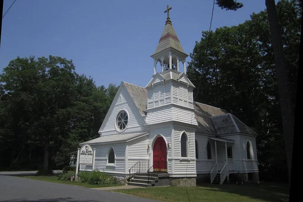 All Saints Episcopal Church, Round Lake New York. Carpenter Gothic style church erected 1892.