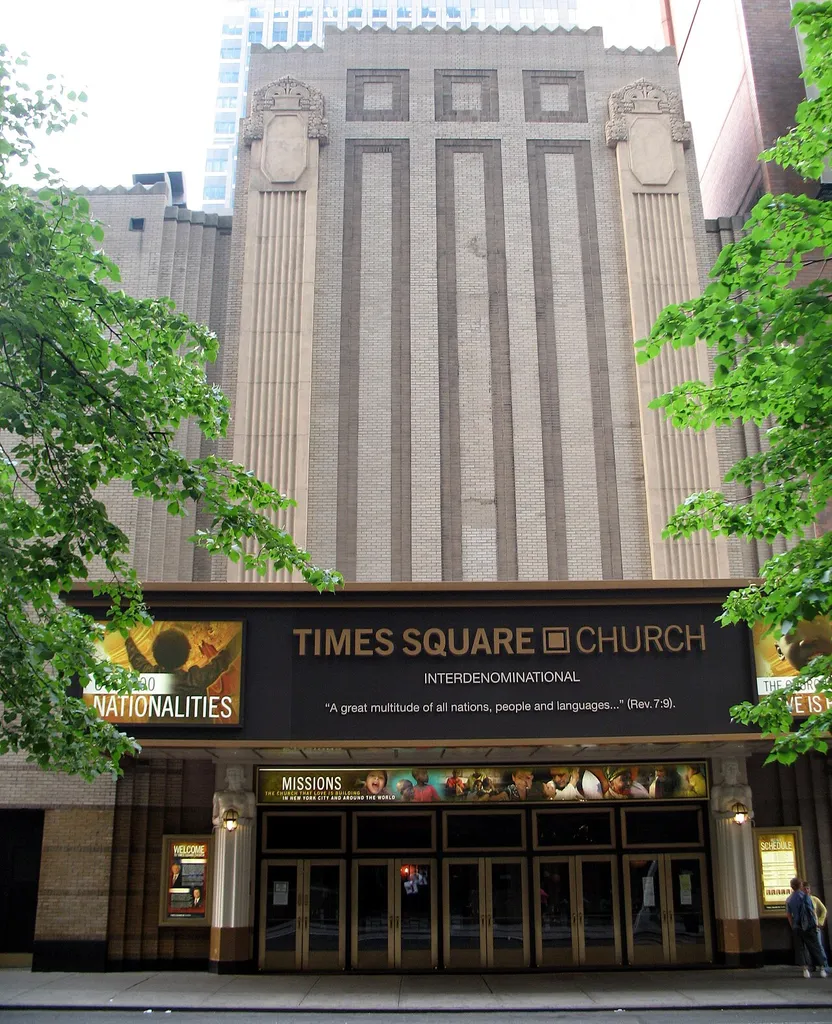 Looking north across 51st Street at Times Square Church - Photo by poster in June 2007.