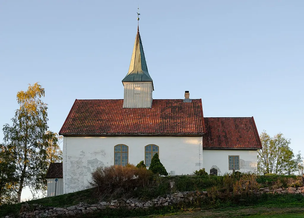 Skoger old church, originally constructed in the 1200s.