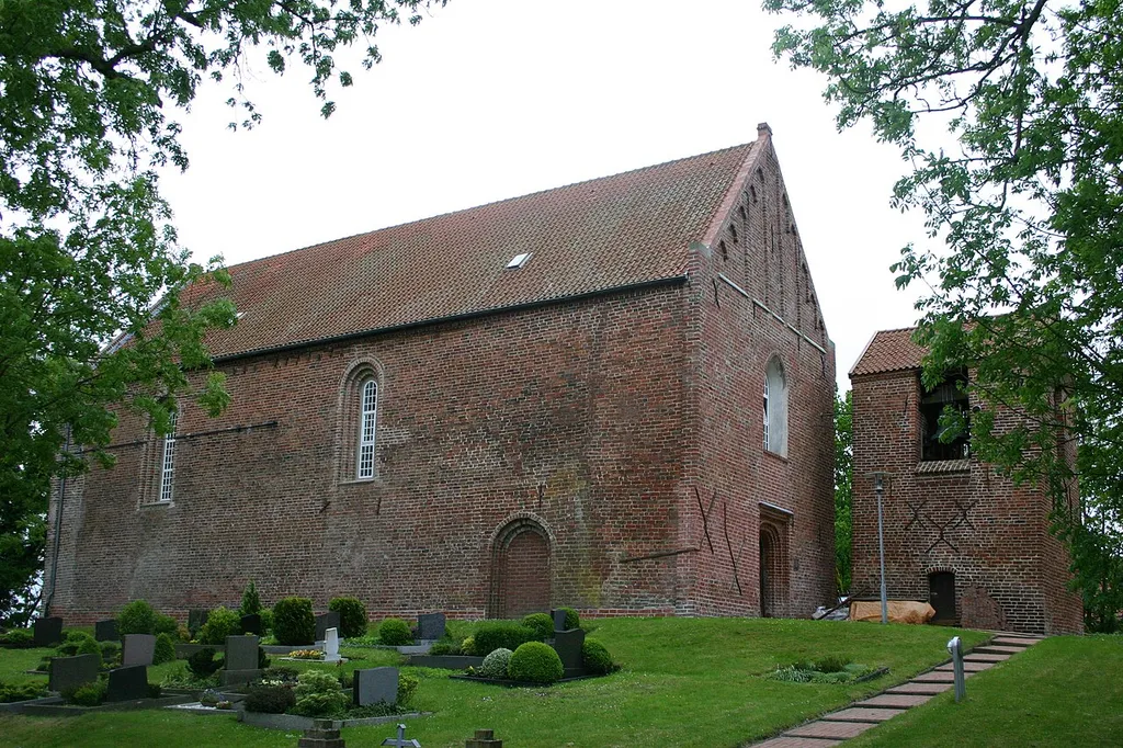 Historic church in Funnix, district of Wittmund, East Frisia, Germany
