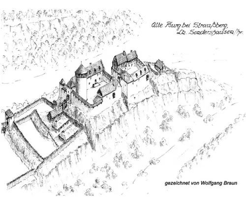 Rekonstruktionszeichnung Burg Alte Kirche bei Straußberg