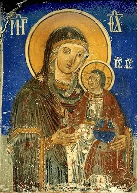 Τοιχογραφία του νάρθηκα με την Παναγία και τον Χριστό, περ. 1900, Σαμαρίνα, Προφήτης Ηλίας