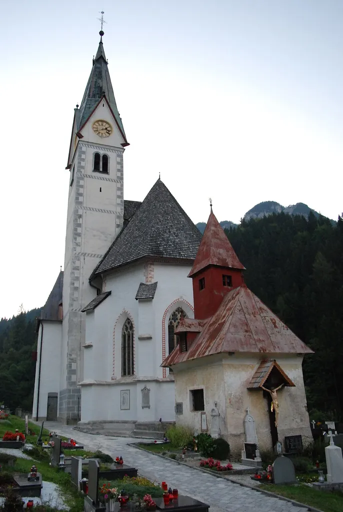 St. Mary of the Snow Parish Church and St. Anne's Chapel. Solčava, Slovenia.