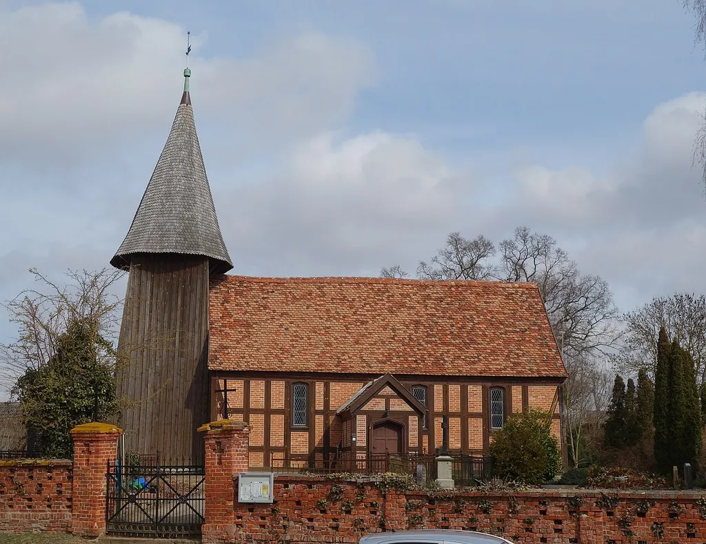 Southern view of church in Ellingen, Prenzlau municipality, Uckermark district, Brandenburg state, Germany