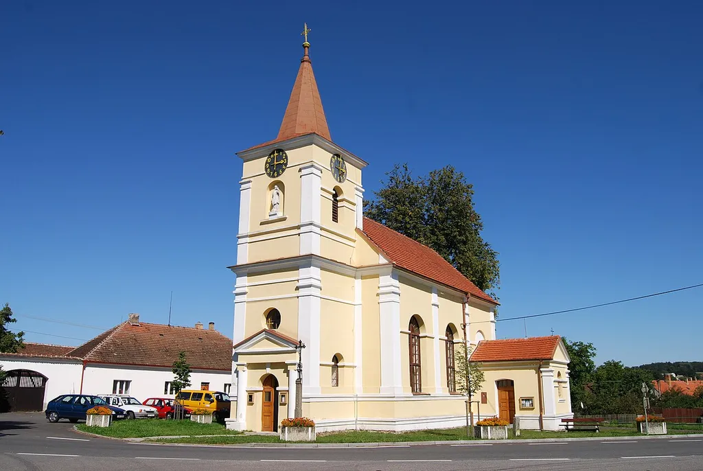 Slabčice village in Pisek District, Czech Republic. Church of sant Josef
