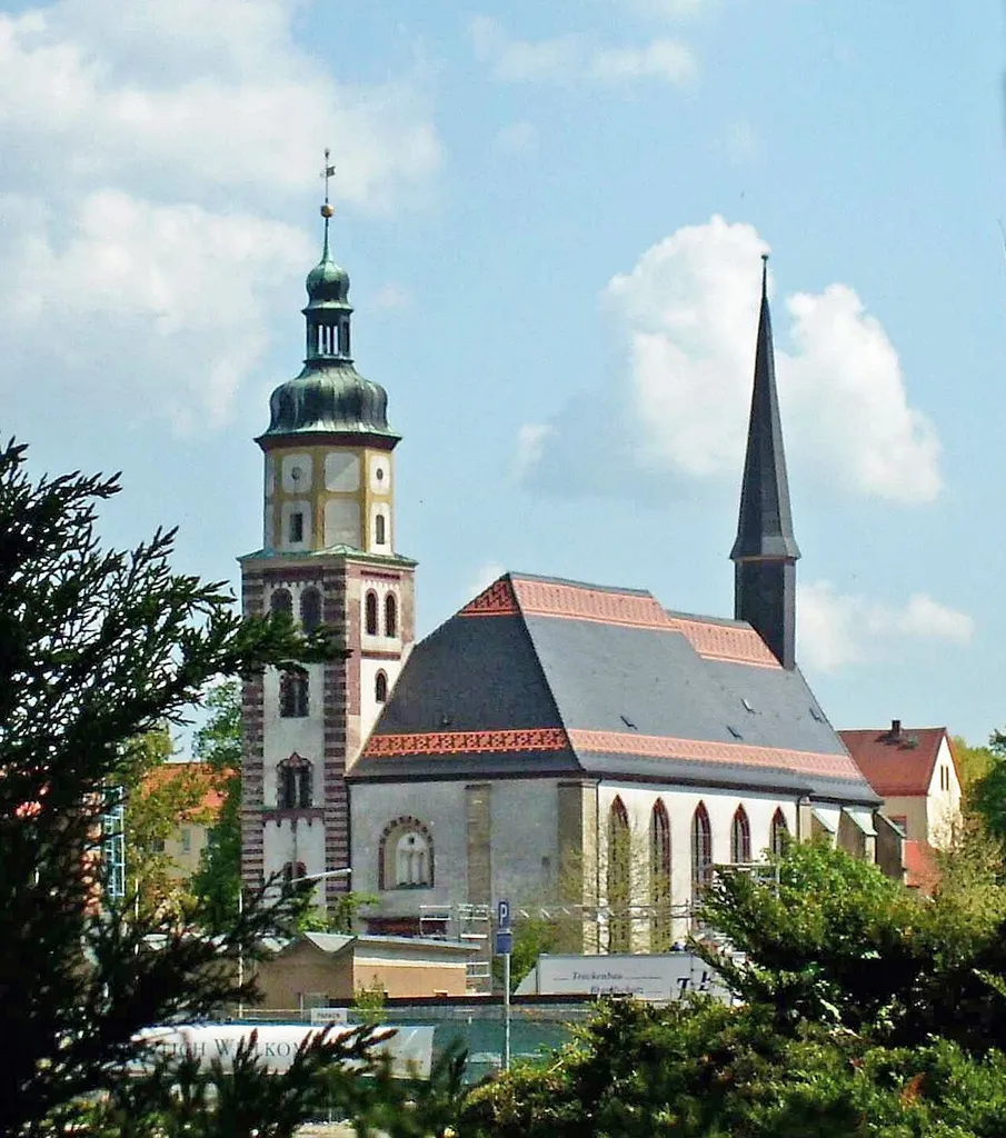 St. George Church at Rötha (Leipzig district, Saxony), view from the parc