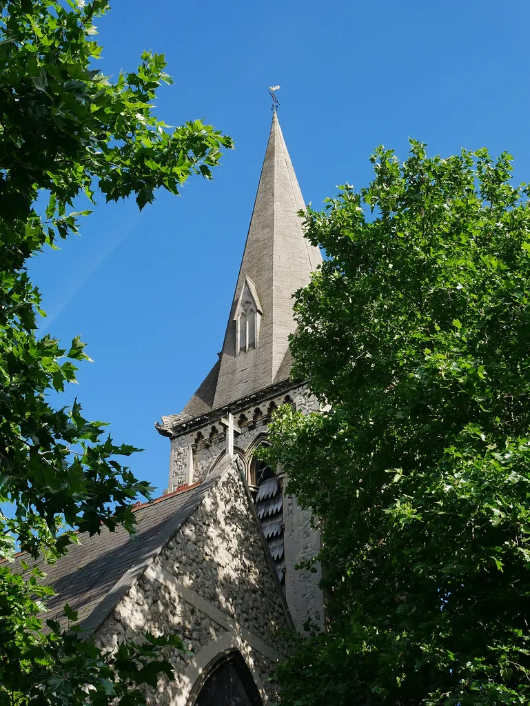 The spire on the Church of Saint Luke in Hackney.