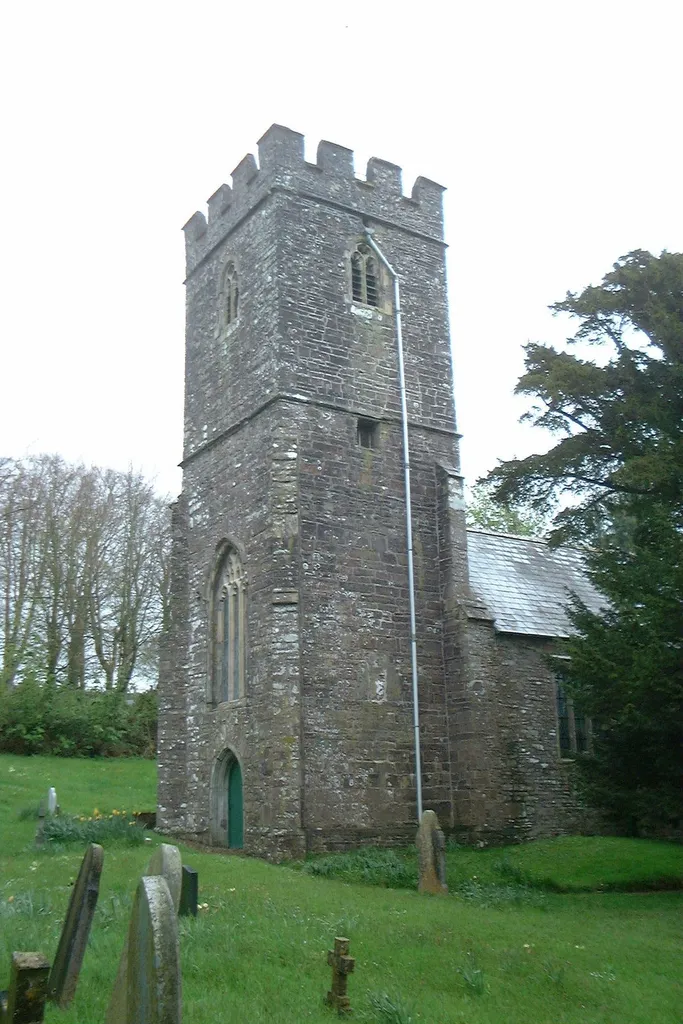 West tower of St Michael's parish church, East Anstey, Devon, seen from the southwest