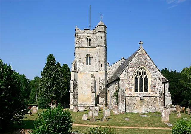 St Michael and All Angels parish church, Coombe Bissett Wiltshire, seen from the east