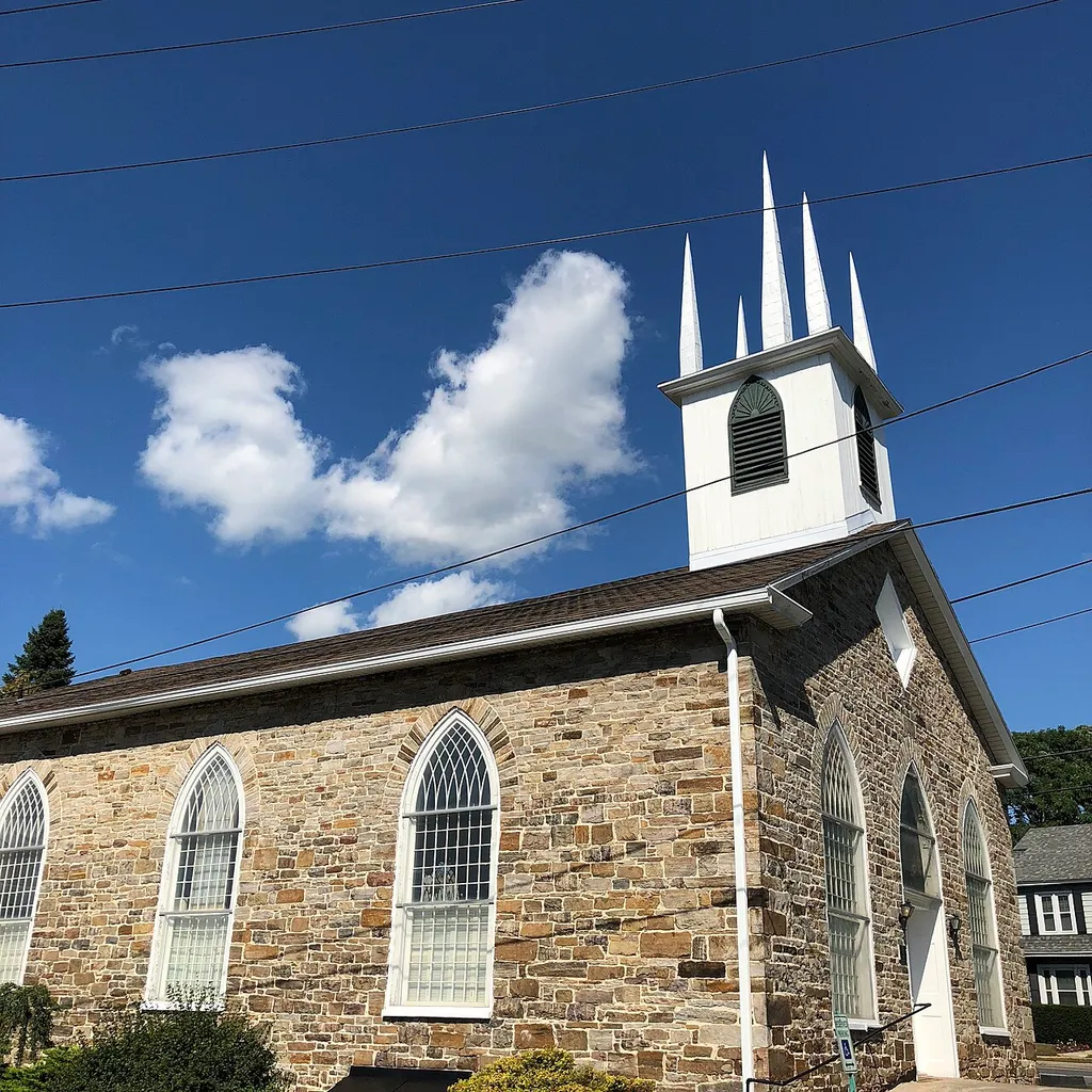 Gothic Revival sandstone church built in 1833 and still in use.