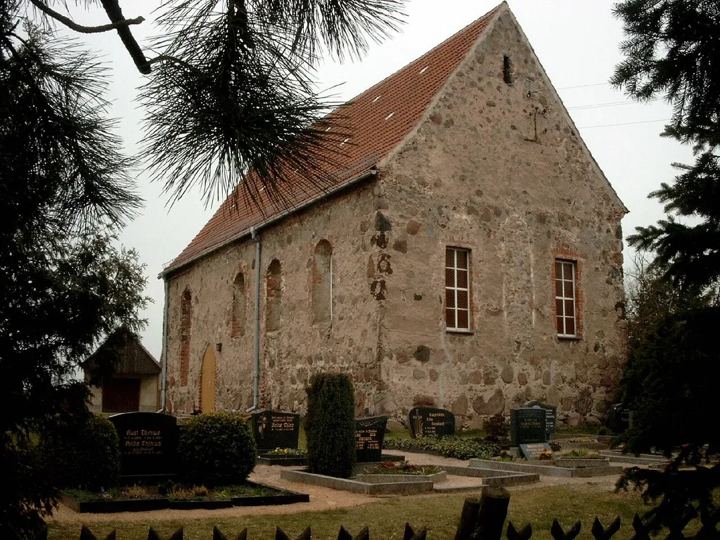 Village church of Waltersdorf, Gem. Niederer Fläming, Lkr. Teltow-Fläming, Brandenburg, Germany, view from west