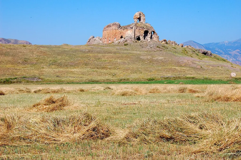The Bana Cathedral, a 7th century Armenian Apostolic church modeled after Zvartnots Cathedral. Located in the Armenian Highland, the homeland of the Armenian people (present day Eastern Anatolia Province of Turkey)
